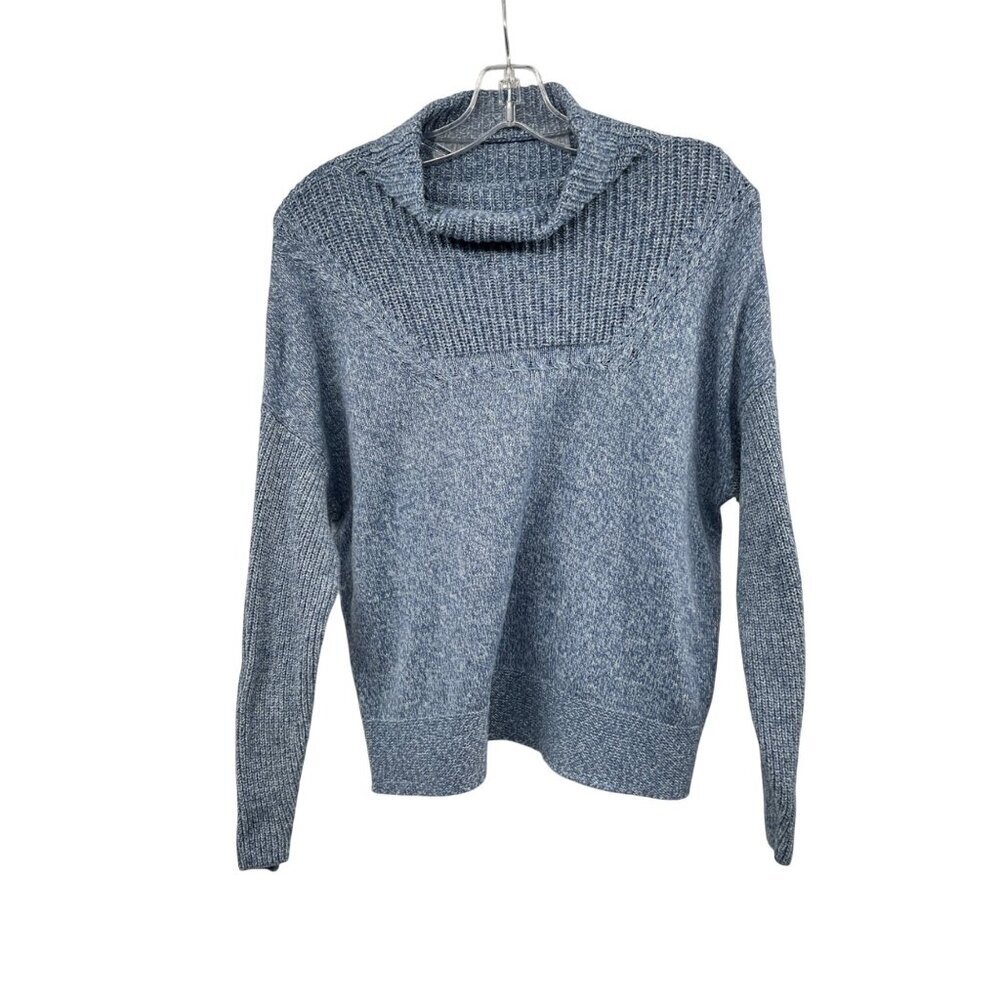 Nic+Zoe Women Knit Sweater Cowl Neck Long Sleeve Blue Size MP